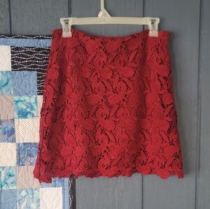 Elegant Red Lace Skirt